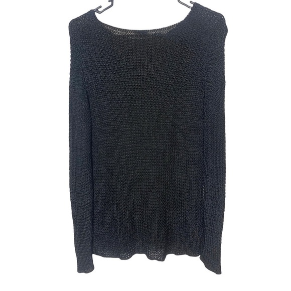 Eileen Fisher Medium Open Knit Quiet Luxury Black Oversized Top - Picture 2 of 5
